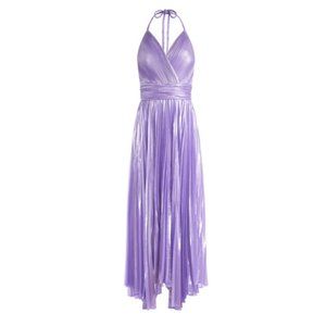 ALICE OLVIA ARISTA METALLIC LAVENDER LILAC PLEATED GOWN
